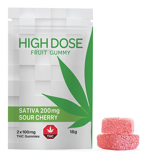 0 HIGH DOSE – Cherry Sativa Gummies (200mg THC)