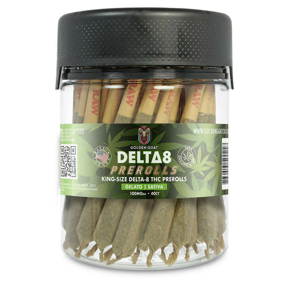 Golden Goat Delta 8 Doobies – King Size Jar – 50ct – Kush Cake